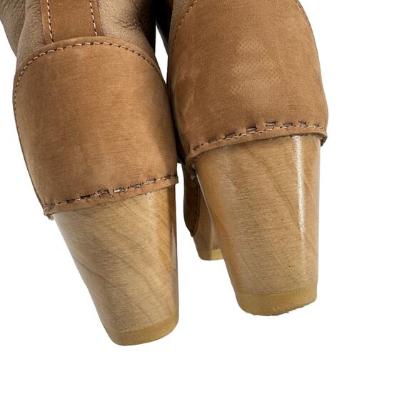 No. 6 Suede Fur High Heel Lace Up Shearling Boots Tan & Brown Size 38 (US 7.5) - Picture 7 of 13